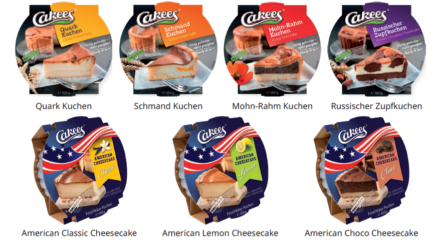 Auswahl an Cakees Kuchen und Cheesecakes
